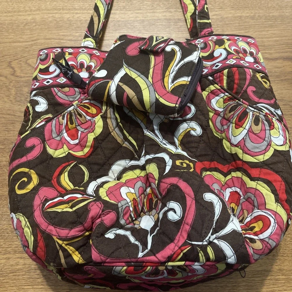 Vera‎ Bradley Morgan Puccini Tote Bag Purse Hobo Brown Paisley Floral W / Wallet - Picture 2 of 14